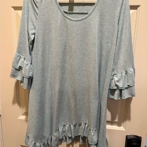 Honeyme Soft Mint Green Tunic/Minidress with Ruffle Details